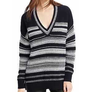 Vince Textured Stripe V Neck Sweater